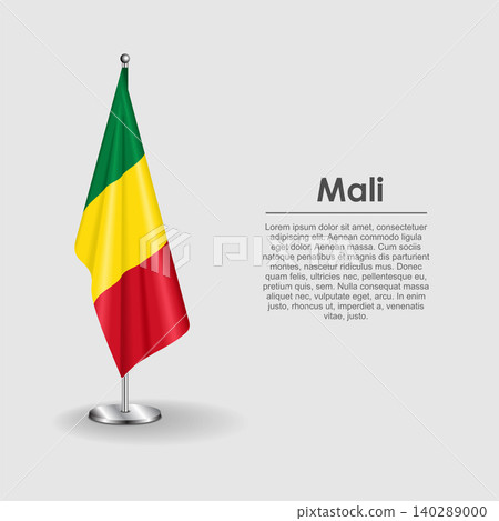 Malian national flag on a metallic vertical stand. Vector illustration. Malian national flag on a metallic vertical stand. Vector illustration. 140289000