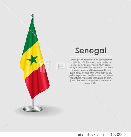 Senegalese national flag on a metallic vertical stand. Vector illustration. Senegalese national flag on a metallic vertical stand. Vector illustration. 140289001