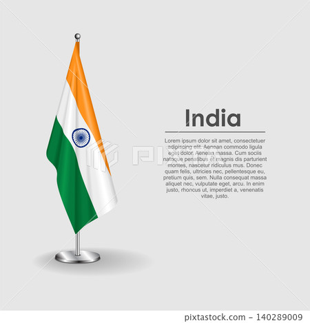 Indian national flag on a metallic vertical stand. Vector illustration. Indian national flag on a metallic vertical stand. Vector illustration. 140289009
