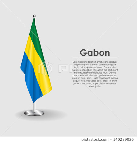 Gabon national flag on a metallic vertical stand. Vector illustration. Gabon national flag on a metallic vertical stand. Vector illustration. 140289026