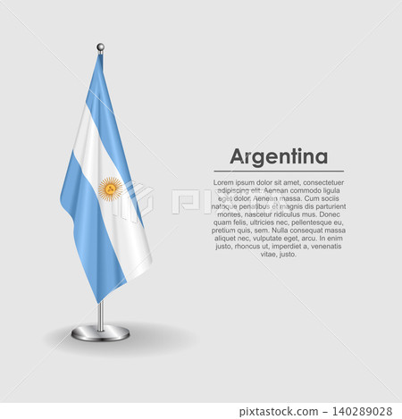 Argentinean national flag on a metallic vertical stand. Vector illustration. Argentinean national flag on a metallic vertical stand. Vector illustration. 140289028