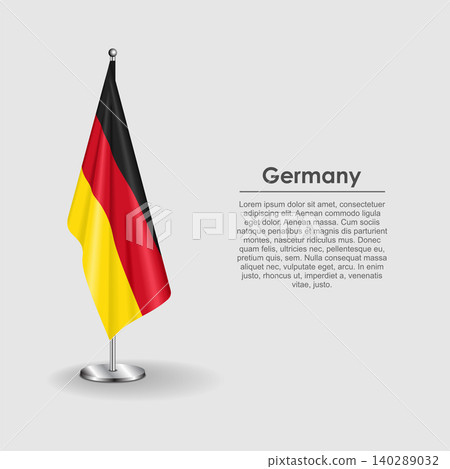 Germany national flag on a metallic vertical stand. Vector illustration. 140289032