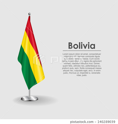 Bolivian national flag on a metallic vertical stand. Vector illustration. Bolivian national flag on a metallic vertical stand. Vector illustration. 140289039