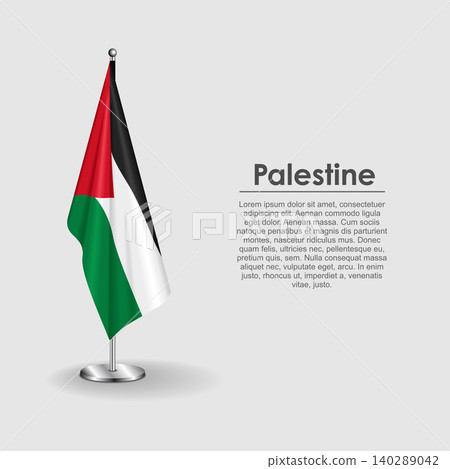 Palestinian national flag on a metallic vertical stand. Vector illustration. Palestinian national flag on a metallic vertical stand. Vector illustration. 140289042