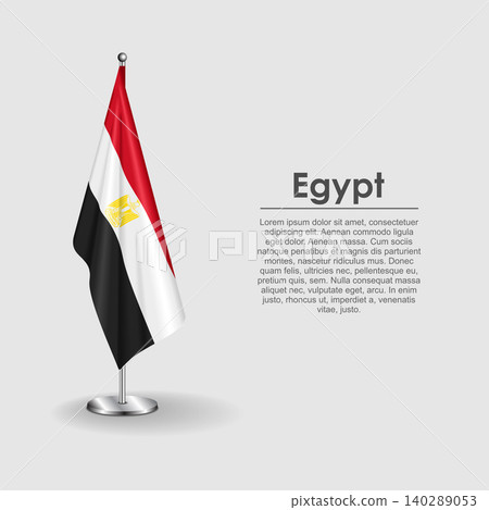 Egyptian national flag on a metallic vertical stand. Vector illustration. Egyptian national flag on a metallic vertical stand. Vector illustration. 140289053