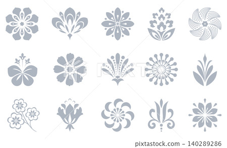 Flower icons set. Isolated elements for design. Vector graphics. Flower collection Flower icons set. Isolated elements for design. Vector graphics. Flower collection 140289286