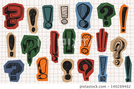 Scrapbook set of question and exclamation marks Scrapbook set of question and exclamation marks 140289482