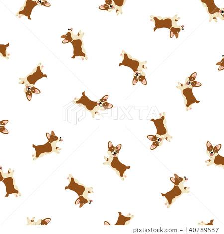 可愛的柯基犬紡織圖案 可愛的柯基犬紡織圖案 140289537