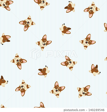 可愛的柯基犬紡織圖案 可愛的柯基犬紡織圖案 140289546