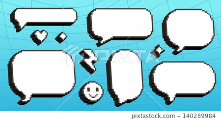 3d pixel speech bubbles and emotion icons 3d pixel speech bubbles and emotion icons 140289984