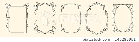 Art nouveau vintage borders with floral ornament Art nouveau vintage borders with floral ornament 140289991