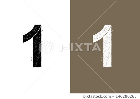 Black and white number 1 - Vintage-style design material Black and white number 1 - Vintage-style design material 140290263
