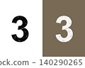 Black and white number 3 - Vintage-style design material 140290265
