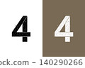Black and white number 4, vintage-style design material. 140290266