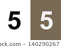 Black and white number 5, vintage-style design material. 140290267