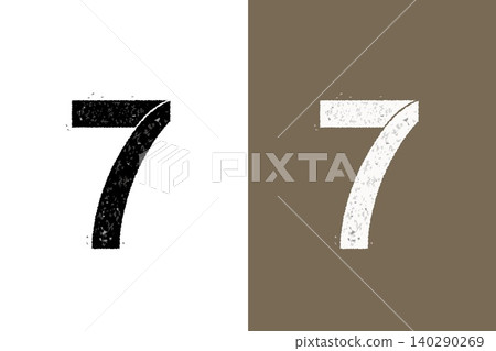 Black and white number 7 - Vintage-style design material Black and white number 7 - Vintage-style design material 140290269