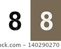 Black and white number 8, vintage-style design material. 140290270