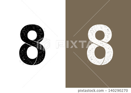 Black and white number 8, vintage-style design material. Black and white number 8, vintage-style design material. 140290270
