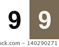 Black and white number 9 - Vintage-style design material 140290271