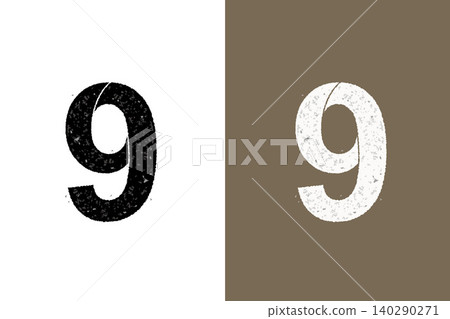 Black and white number 9 - Vintage-style design material Black and white number 9 - Vintage-style design material 140290271