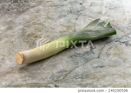 Fresh Leek on Textured Stone Background 140290506