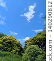 藍天白雲，樹木蔥；初夏天空；直式版 140290812