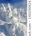 A vast forest of frost-covered trees stretching as far as the eye can see. 140290824