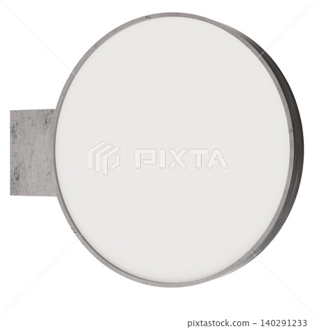 A round signboard is cut out and rendered in three dimensions. It has a clear background, making it easy to use for various display needs and branding options 140291233