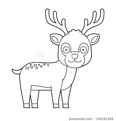 Easy coloring cartoon vector illustration of a deer isolated on white background Easy coloring cartoon vector illustration of a deer isolated on white background 140291268