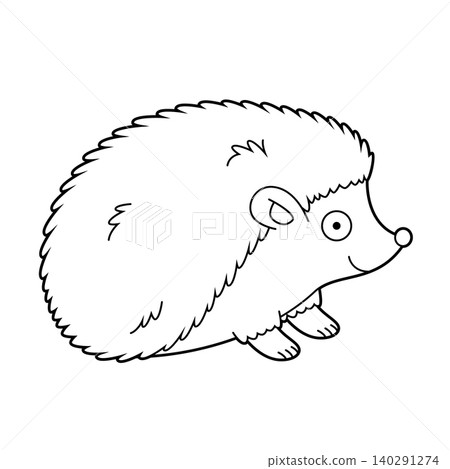 Easy coloring cartoon vector illustration of a hedgehog isolated on white background Easy coloring cartoon vector illustration of a hedgehog isolated on white background 140291274