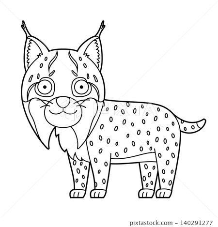Easy coloring cartoon vector illustration of a lynx isolated on white background Easy coloring cartoon vector illustration of a lynx isolated on white background 140291277
