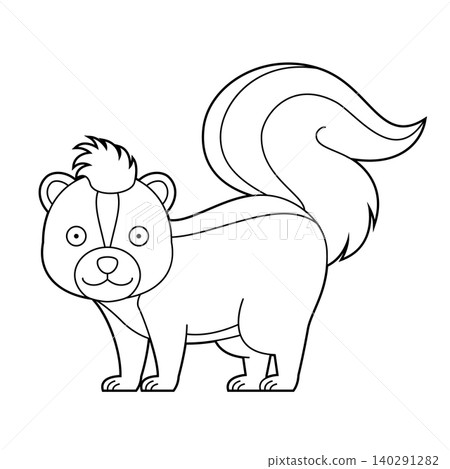 Easy coloring cartoon vector illustration of a skunk isolated on white background Easy coloring cartoon vector illustration of a skunk isolated on white background 140291282