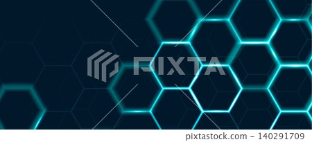 Abstract hexagon pattern with glowing blue grid Abstract hexagon pattern with glowing blue grid 140291709