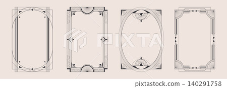 Luxury art deco frames with geometric black lines Luxury art deco frames with geometric black lines 140291758