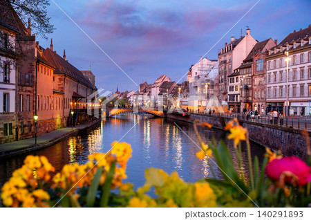 Riverside Evening in Strasbourg Old Town Colorful Facades Riverside Evening in Strasbourg Old Town Colorful Facades 140291893