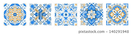 Mediterranean greek tile patterns, italian mosaic 140291948