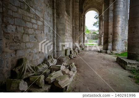 Ruins of Jumieges Abbey by the Seine River, Normandy Ruins of Jumieges Abbey by the Seine River, Normandy 140291996