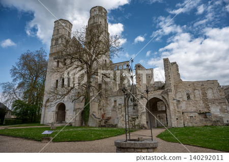 Ruins of Jumieges Abbey by the Seine River, Normandy Ruins of Jumieges Abbey by the Seine River, Normandy 140292011