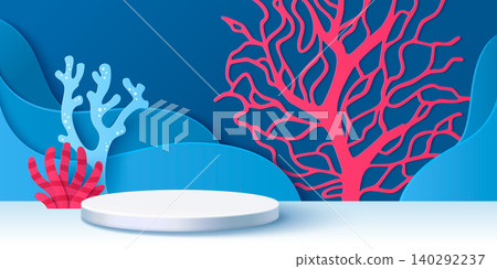 Coral reef podium design for summer product Coral reef podium design for summer product 140292237