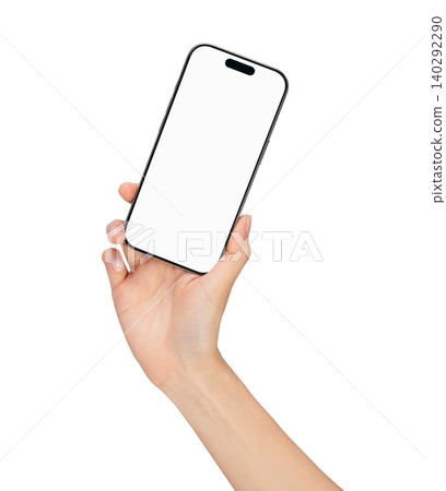 Clipping path, Gesture of hand holding smartphone with a blank screen, for mobile app mockup and digital technology concept. Clipping path, Gesture of hand holding smartphone with a blank screen, for mobile app mockup and digital technology concept. 140292290