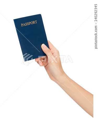 Hand holding passport isolated on white background for travel. Hand holding passport isolated on white background for travel. 140292345