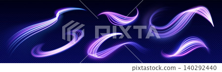 Neon light trails on transparent background Neon light trails on transparent background 140292440