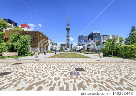 從遠處可以看到名古屋市久屋大通公園和中部電力未來塔。 從遠處可以看到名古屋市久屋大通公園和中部電力未來塔。 140292448