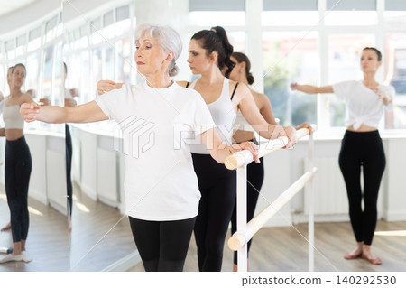 Adult woman teacher showing ballet movements Adult woman teacher showing ballet movements 140292530
