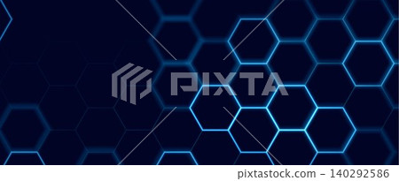 Abstract hexagon pattern with glowing blue grid Abstract hexagon pattern with glowing blue grid 140292586