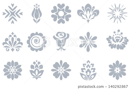 Flower icons set. Isolated elements for design. Vector graphics. Flower collection 140292867