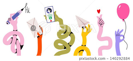 Flexible cartoon hands in different colors Flexible cartoon hands in different colors 140292884