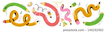 Doodle set flexible school pencils with fun shapes Doodle set flexible school pencils with fun shapes 140292902