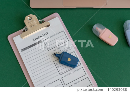 Colorful school supplies on a green background Colorful school supplies on a green background 140293088