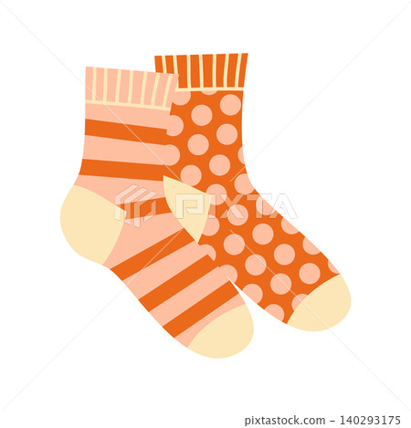 Autumn Geometric Socks Vector Illustration Flat Stripes Polka Dot Footwear Autumn Geometric Socks Vector Illustration Flat Stripes Polka Dot Footwear 140293175